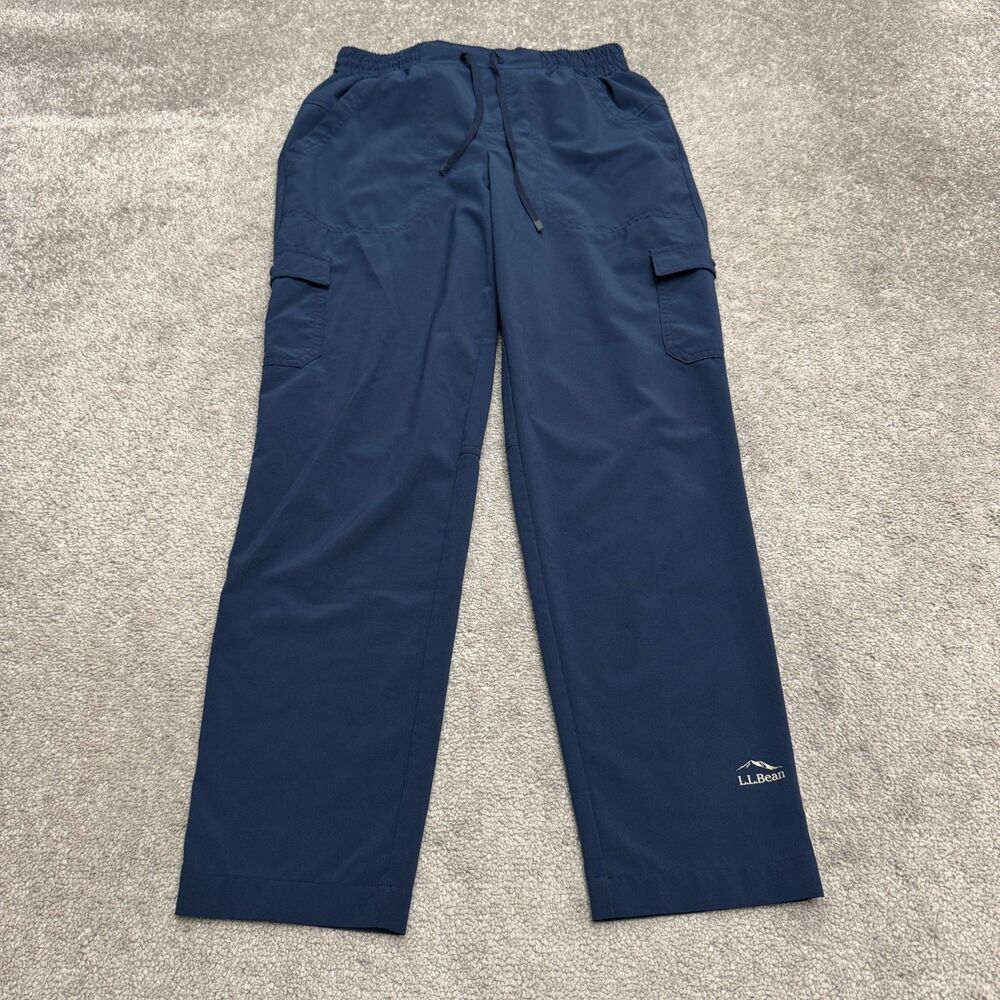 L.L. Bean Stretch Cargo Hiking Pants Womens Small Blue Pull On Elastic Waist
